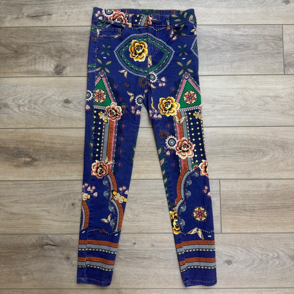 Farm Rio Skinny Jeans Purple Floral Geometric Maximalist Print Boho 38 US‎ 4